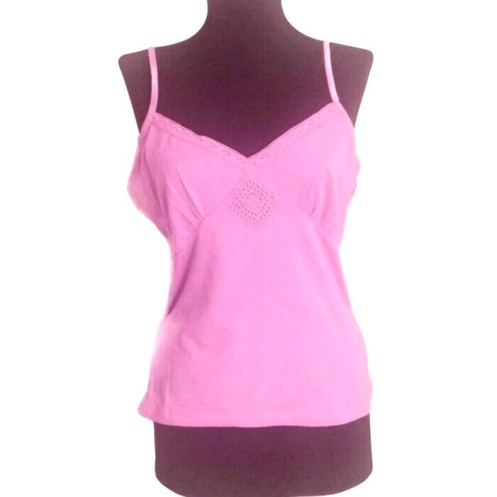 Nine & Co Size L Camisole Top Purple Lace Crocheted Adjustable Straps Women NEW